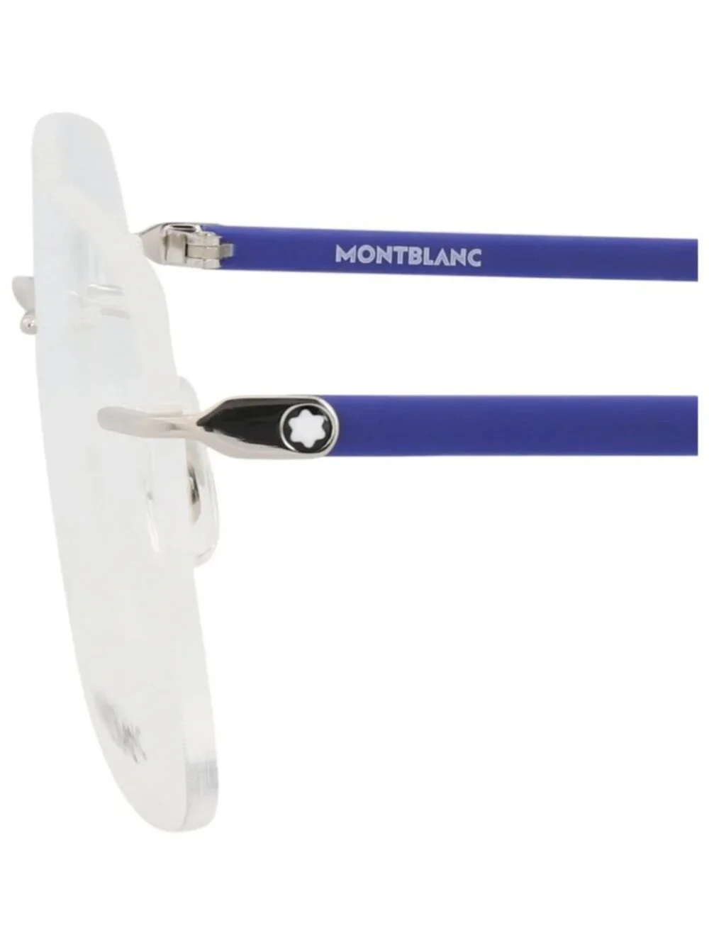 New Montblanc Women's Eyeglasses Square Rectangle Metal Frame Mens Silver Blue